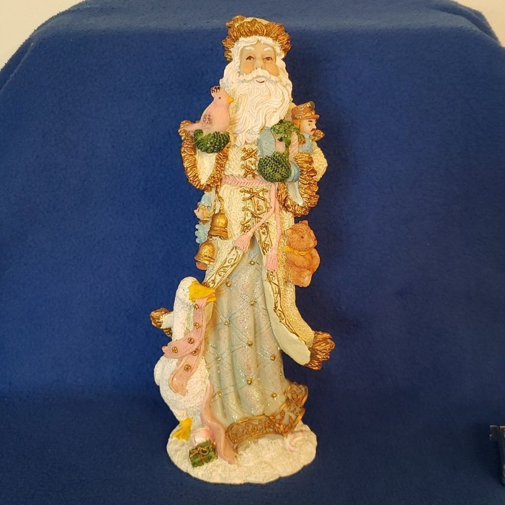 Vintage Sparkly Resin St Nick Figurine - 11" Tall